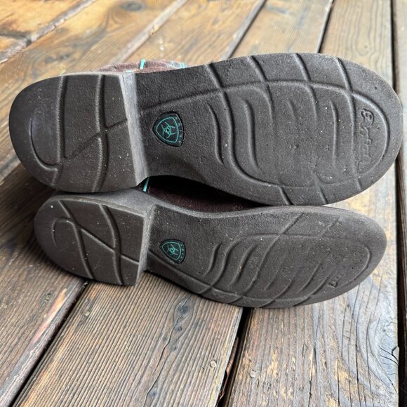 Ariat Brown/Blue Fatbaby Heritage Dapper Western Boots - Round Toe - Women's 8B - Picture 13 of 14